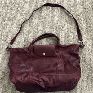 Longchamp Burgundy Leather Tote Bag
